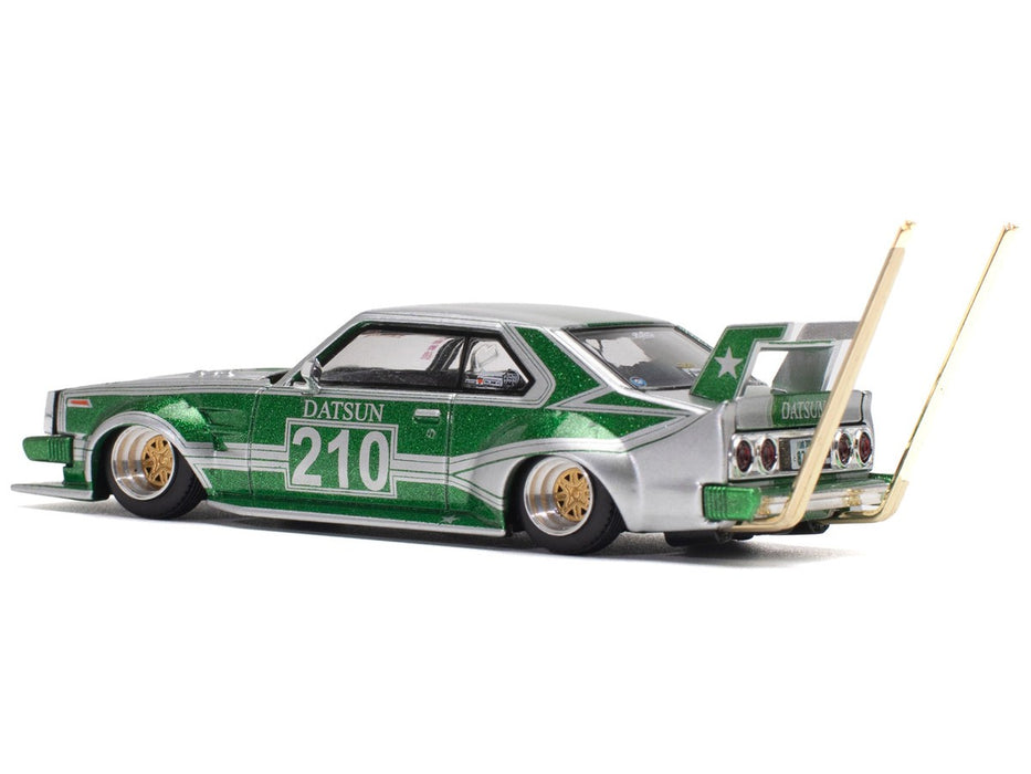 SKYLINE C210 KAIDO RACER (BOSOZOKU STYLE) - SILVER/GREEN - Pop Race 1:64 - PR640061 -  Passion Diecast 