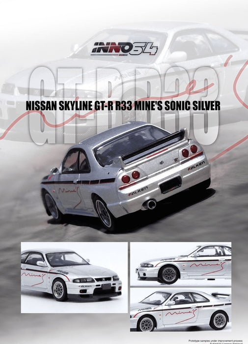 NISSAN Skyline GT-R (R33) Tuned by Mines Silver - INNO 64 - 1/64 - IN64-R33-MINES-S Passion Diecast