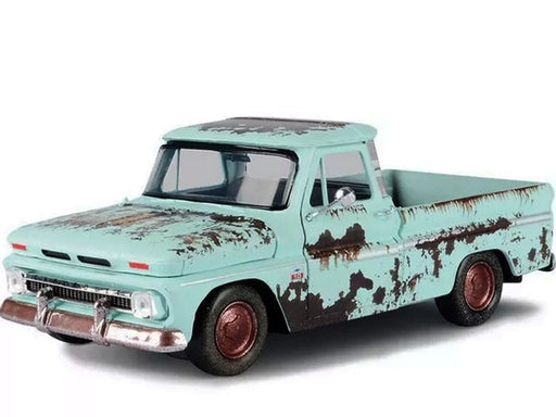 1966 Chevrolet C10 Fleetside Pickup - Light Green with Rust - Weathered Treasures - Motormax 1-24 - 79073 LTGRN