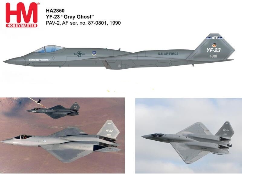 (Preorder) Northrop YF-23 Black Widow II / USAF, no. 87-0801 PAV-2, Edwards AFB, CA, 1990 / Hobby Master 1:72 HA2850