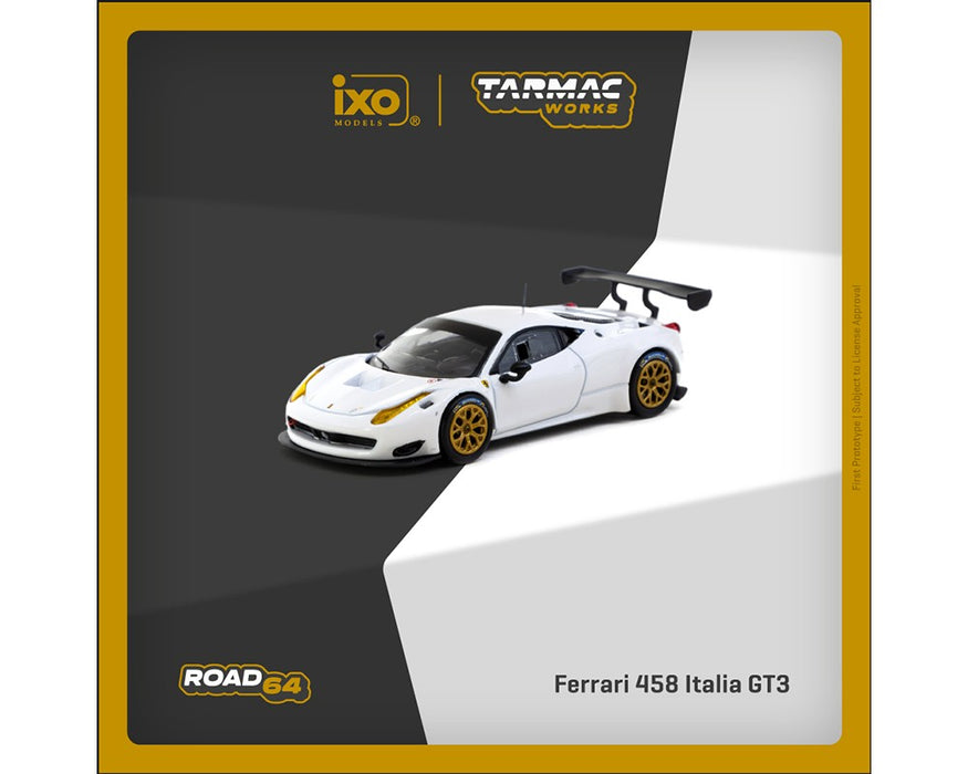 Ferrari 458 Italia GT3 - White - IXO Models Collab - Road64 - Tarmac Works - 1/64 - T64R-074-WH