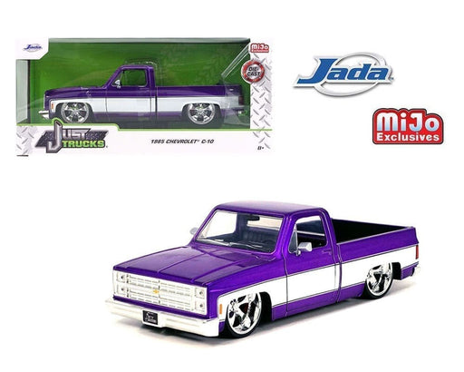 1985 Chevrolet C10 Pickup with Cartelli Wheels Purple White - Just Trucks - MiJo Limited 2,400 - Jada - 1/24 - 35856