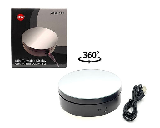 Mini Turntable Rotating Display Stand 4.75" with Mirror Base for 1/64 Scale Model Cars - E12-MR