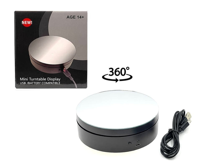 Mini Turntable Rotating Display Stand 4.75" with Mirror Base for 1/64 Scale Model Cars - E12-MR