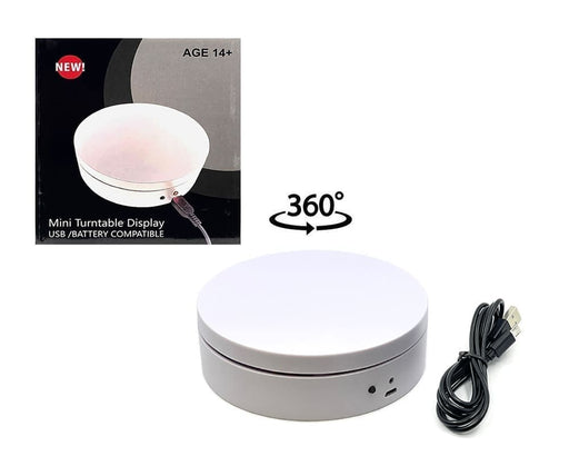 Mini Turntable Rotating Display Stand 4.75" with White Base for 1/64 Scale Model Cars - E12-WH