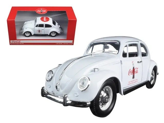 1966 VW Beetle -  Coca Cola   White  - Motor City Classics 1.24  478966