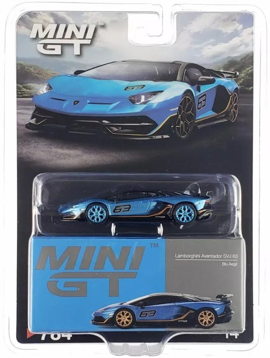 CHASE CAR Lamborghini Aventador SVJ 63 Blu Aegir - Mini GT - 1:64 - MGT00784GR Passion Diecast