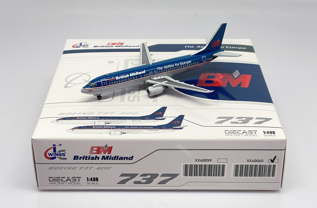 British Midland Airways Boeing 737-400 "The Airline of Europe" / G-OBMG /  JC Wings 1:400 / XX40060