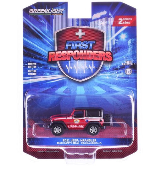 Volusia County Florida Beach Safety Ocean Resuce 2011 Jeep Wrangler - Responders Series 2 - 1/64 Greenlight - 67060 E
