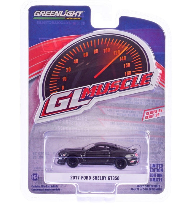 2017 Ford Shelby GT350 in Magentic with Blue Stripes - GreenLight Muscle Series 29 - 1/64 Greenlight - 13360 F
