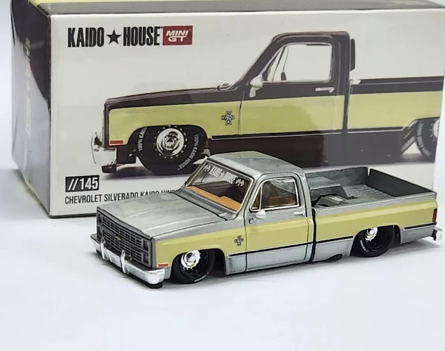 CHASE CAR Kaido★House - CHEVROLET SILVERADO VINTAGE SPEC V1 - Mini GT - Mijo Exclusives - 1/64 - KHMG145GR Passion Diecast