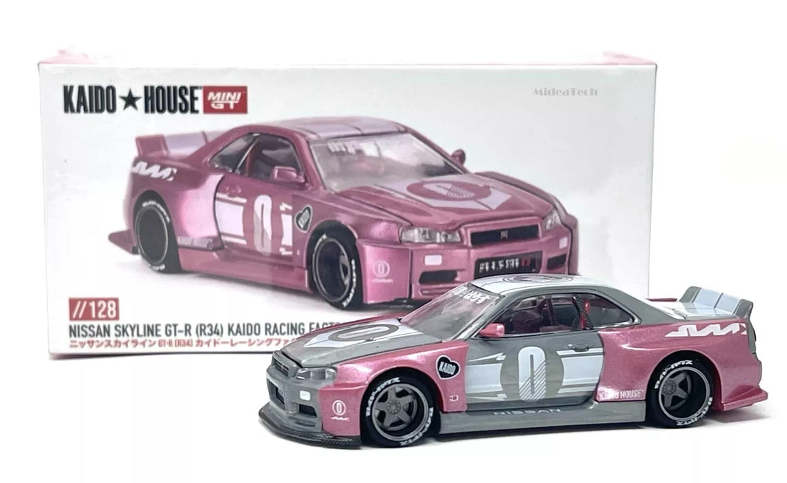CHASE CAR Kaido★House - Nissan Skyline GT-R (R34) KAIDO RACING FACTORY V1 - Mini GT - Mijo Exclusives - 1/64 - KHMG128GR