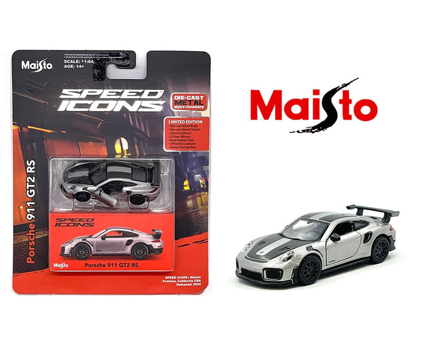 Porsche 911 GT2 RS - Silver - Maisto Speed Icons - 1/64 - 15700-24G - Passion Diecast
