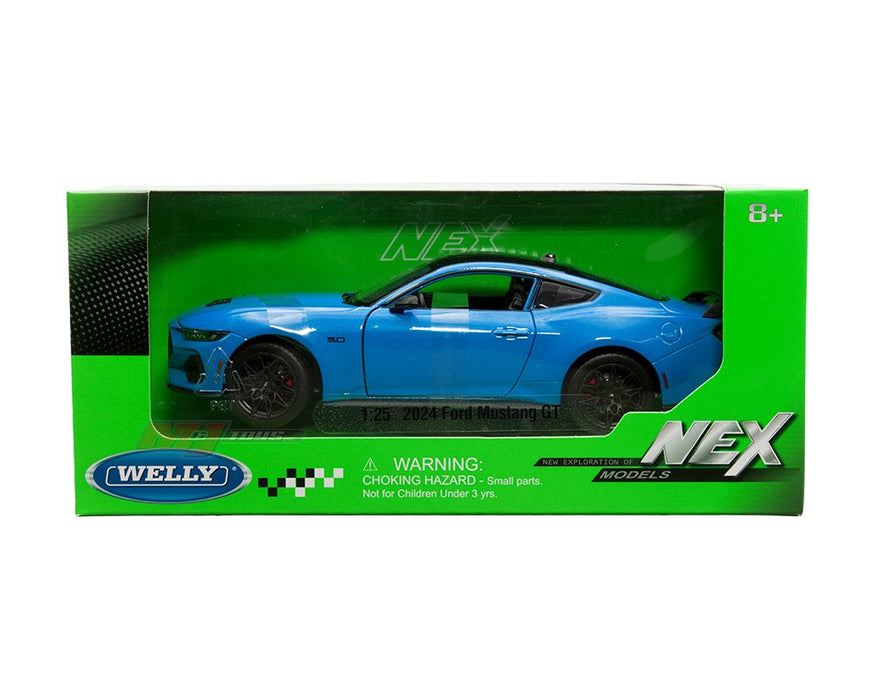 2024 Ford Mustang GT - Blue with Black Roof - Welly 1/25 - 24123W BL - Passion Diecast