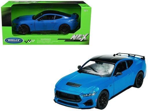 2024 Ford Mustang GT - Blue with Black Roof - Welly 1/25 - 24123W BL - Passion Diecast