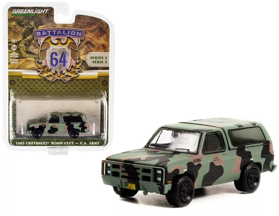 U.S. Army - 1985 Chevrolet M1009 CUCV in Camouflage - Battalion 64 Series 2 -1/64 Greenlight - 61020 E