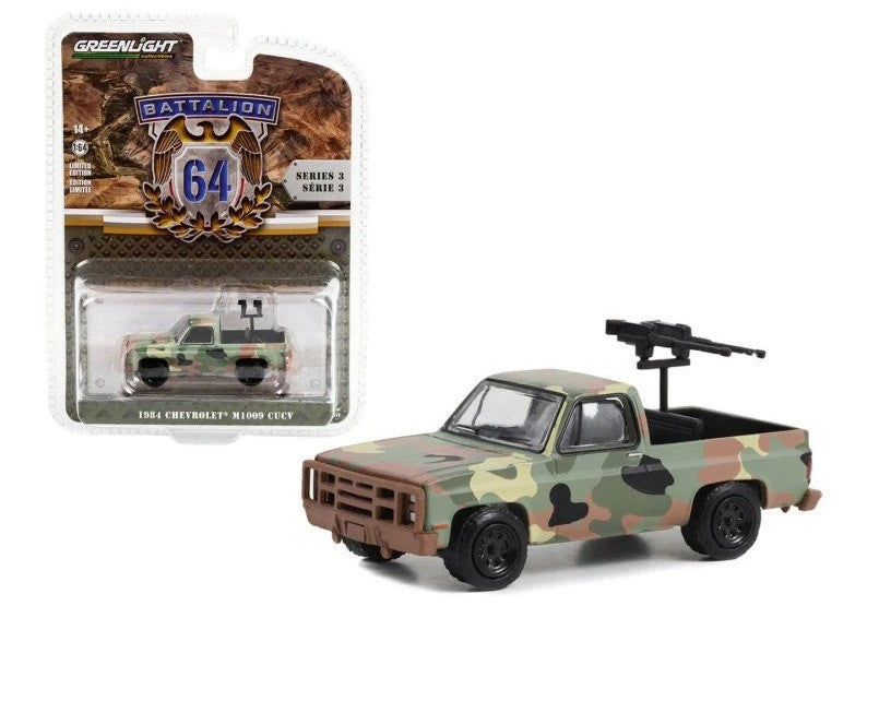 1984 Chevrolet M1009 CUCV in Camouflage with Mounted Machine Guns - Battalion 64 Series 3 - 1/64 Greenlight - 61030 E