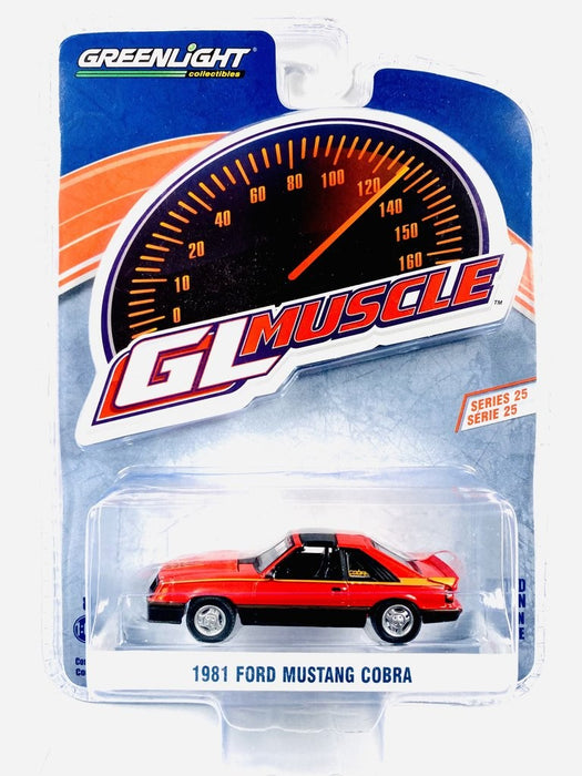1981 Ford Mustang Cobra in Bright Red -  1-64 greenlight - 13300 C