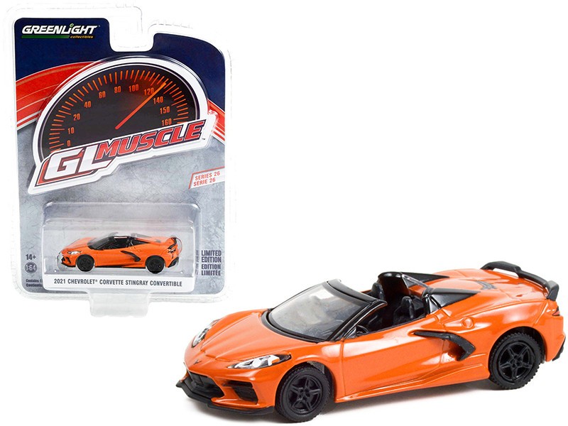 2021 Chevrolet Corvette Stingray Convertible - Sebring Orange - GL Muscle Series 26 - 1-64 Greenlight - 13310 F