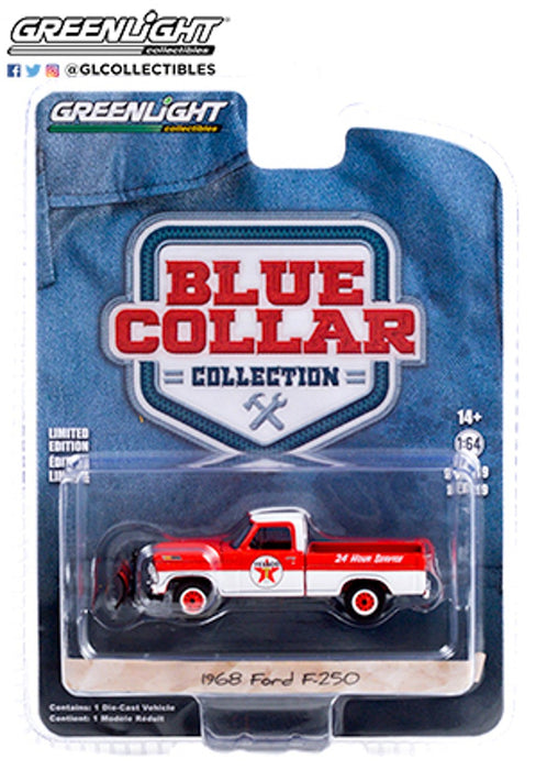 1968 Ford F-250 with Snow Plow - Texaco Service - Blue Collar Collection 9 - Greenlight 1/64 -  35200 A