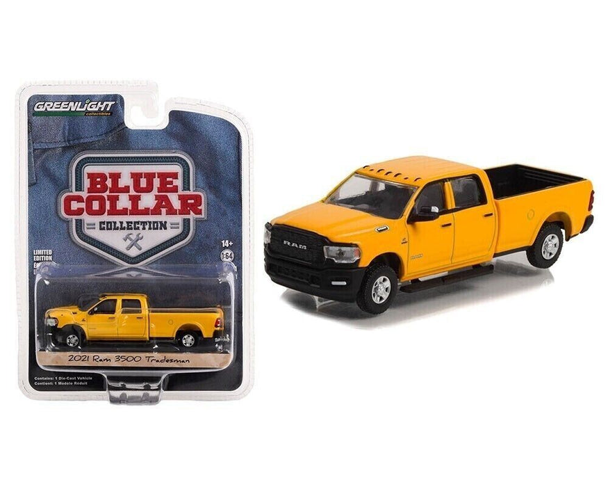 2021 Ram 3500 Tradesman in School Bus Yellow - Blue Collar Collection Series 11 - 1/64 Greenlight - 35240 E