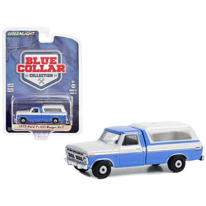 1975 Ford F-100 Ranger XLT Pickup with Camper - Blue Collar Collection Series 12 -1/64 Greenlight - 35260 B Passion Diecast