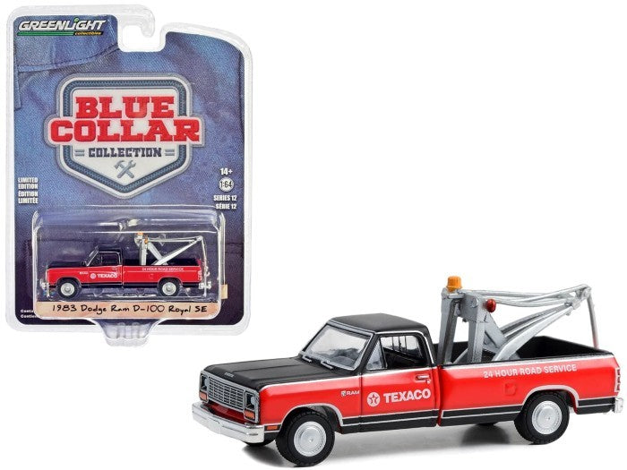 Texaco - 1983 Dodge Ram D-100 Royal SE with Drop-In Tow Hook - Blue Collar Collection Series 12 -1/64 Greenlight - 35260 C