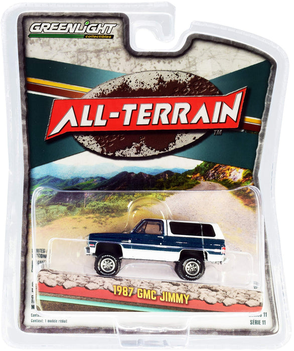 1987 GMC Jimmy Sierra Classic Lifted in Dark Blue and White - All-Terrain Series 11- 1/64 Greenlight - 35190 C