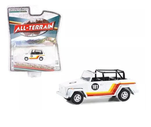 1974 Volkswagen Thing (Type 181) in White with Red, Orange and Yellow Stripes - All-Terrain Series 15 -1/64 Greenlight - 35270 C
