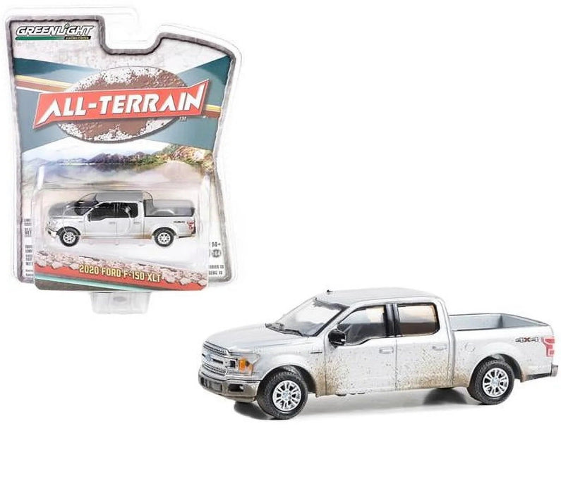 2020 Ford F-150 SuperCrew Pickup in Iconic Silver with Mud Spray - All-Terrain Series 15 -1/64 Greenlight - 35270 F