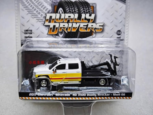 Shell Oil - 2017 Chevrolet Silverado HD 3500 Dually Wrecker - Dually Drivers Series 14 - 1/64 Greenlight - 46140 C