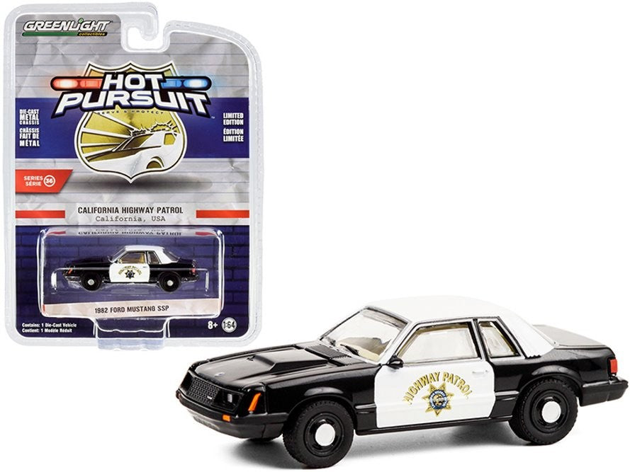 1982 Ford Mustang SSP - California Highway Patrol - Hot Pursuit 36 - 1-64 Greenlight 42930 C  - Passion Diecast