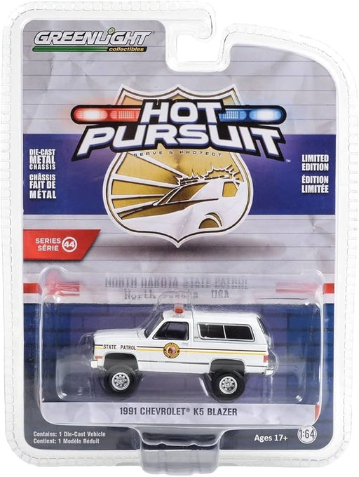 North Dakota State Patrol - 1991 Chevrolet K5 Blazer - Hot Pursuit Series 44 -1/64 Greenlight - 43020 C