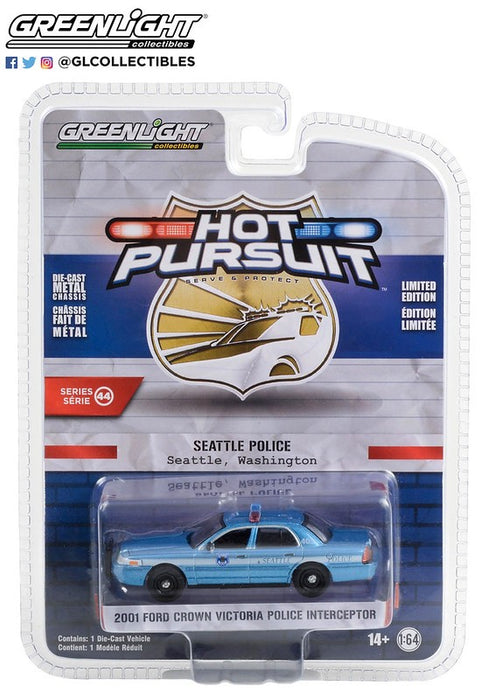 Seattle Police, Seattle Washington - 2001 Ford Crown Victoria Interceptor - Hot Pursuit Series 44 -1/64 Greenlight - 43020 D