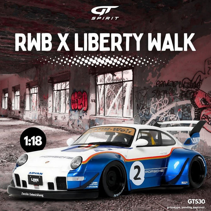 RWB X Liberty Walk White 2023 - 1/18 - GT SPIRIT - GT530 Passion Diecast