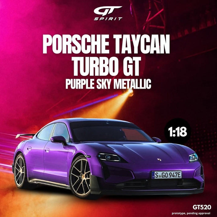 Porsche Taycan Turbo GT Purple Sky Metallic 2023 - 1/18 - GT SPIRIT - GT520 Passion Diecast