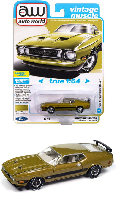 1973 Ford Mustang Mach 1 in Bright Green Poly - Auto World - 1/64 - AWSP173 A