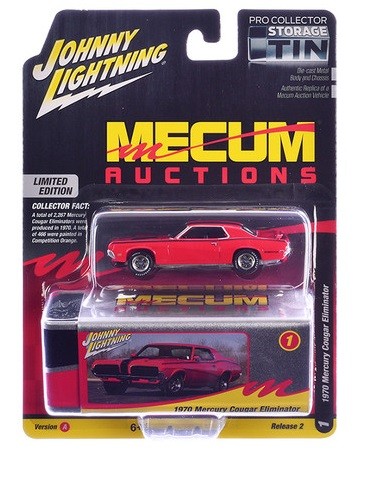 1970 Mercury Cougar Eliminator Mecum Auctions in Competition Orange - Johnny Lightning 1/64 - JLCT015 A Passion Diecast