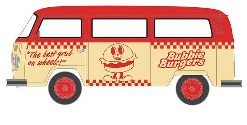 1975 Volkswagen Type 2 (T2B) Bubbie Burgers Food Truck - Blue Collar Collection Series 14 - 1/64 Greenlight - 35300 C