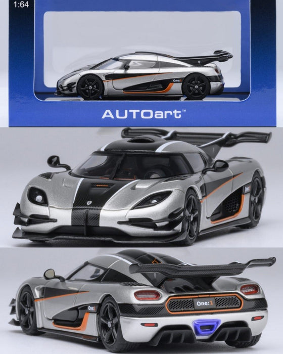 Koenigsegg One:1 (Moon Grey/Carbon) - Autoart 1/64 - 20042 - Passion Diecast 