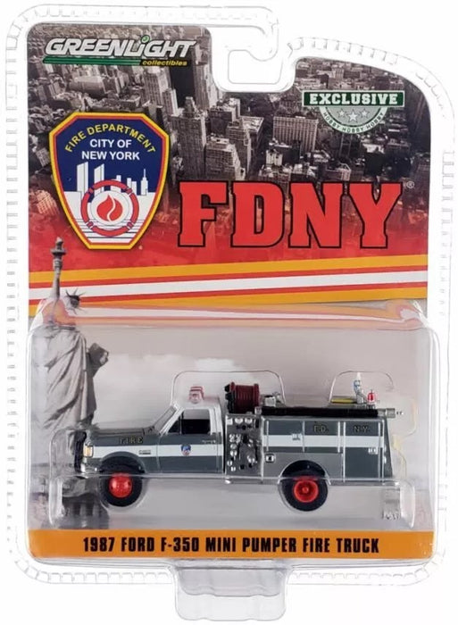 (Green machine) FDNY - 1987 Ford F-350 Mini Pumper Fire Truck - Hobby Exclusive - 1/64 Greenlight - 30502GR