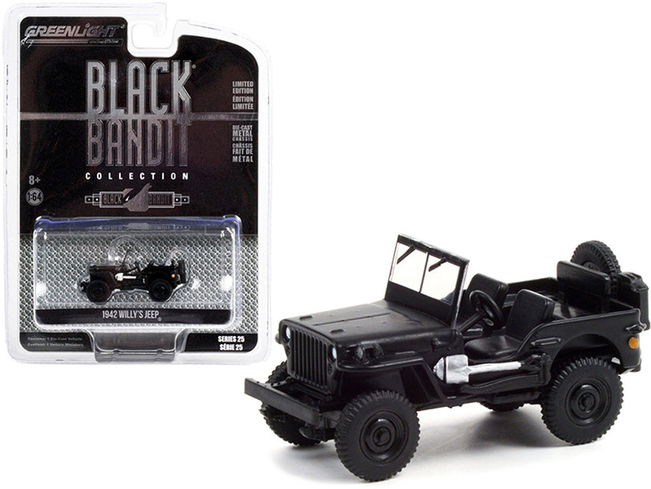 1942 Willys MB Jeep - Black Bandit Series 25   1/64 Greenlight - 28070 A