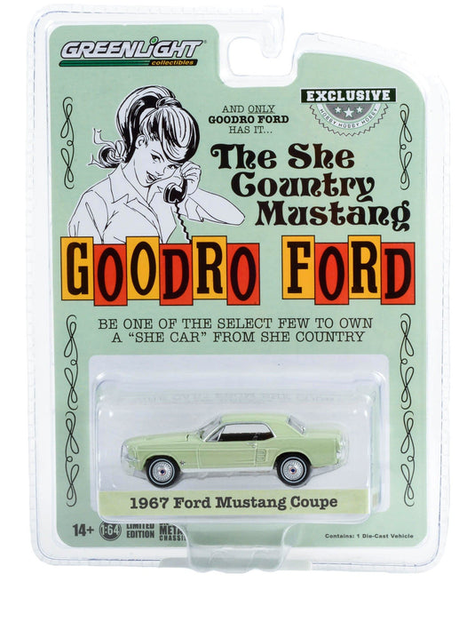 Bill Goodro Ford, Denver, Colorado - 1967 Ford Mustang Coupe - Hobby Exclusive - 1/64 Greenlight - 30353