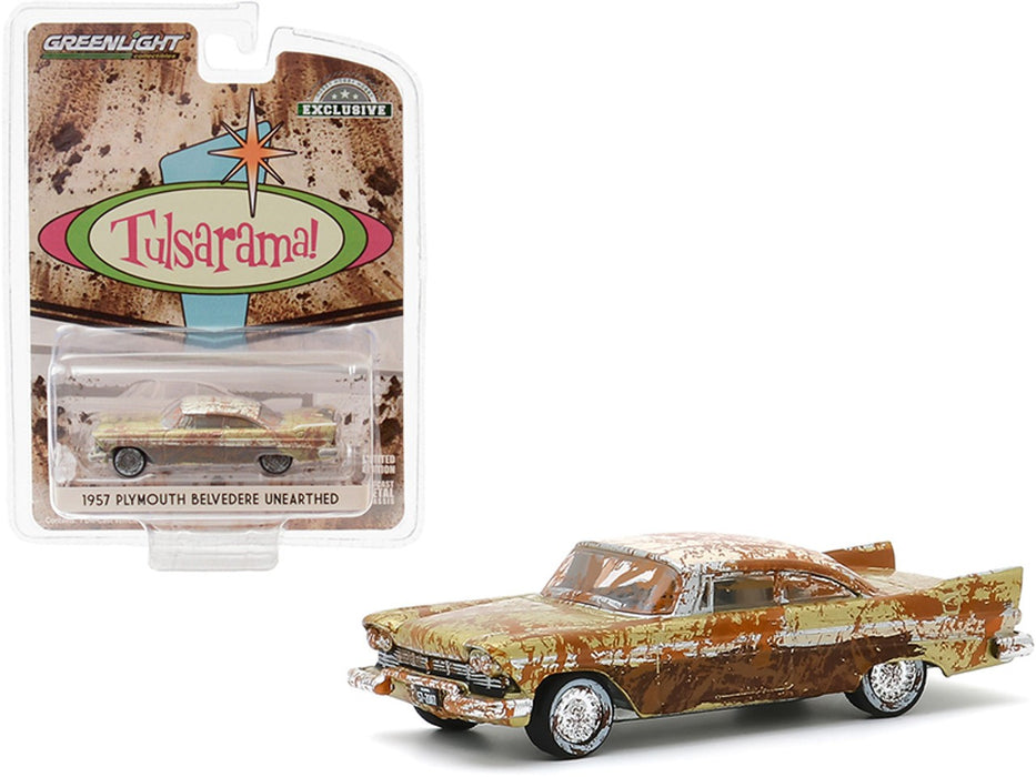 1957 Plymouth Belvedere - Desert Gold -"Tulsarama" 2007 Underground Vault Unearthing - greenlight 1/64 - Hobby Exclusif - 30158
