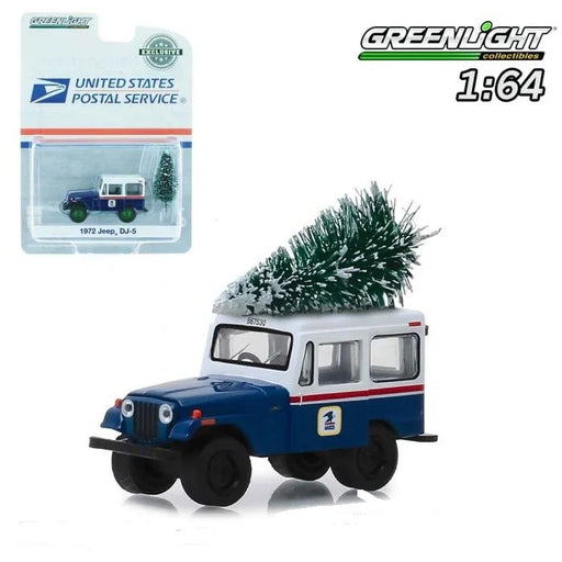 1972 Jeep DJ-5 with Christmas Tree Accessory United States Postal Service (USPS)  (Hobby Exclusive) 1/64 Greenlight 30118