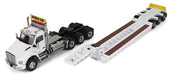 Kenworth T880 Daycab Tridem Tractor in White with Trail King TK120 HDG Lowboy Trailer - Diecast Master - 1/50 - 71139