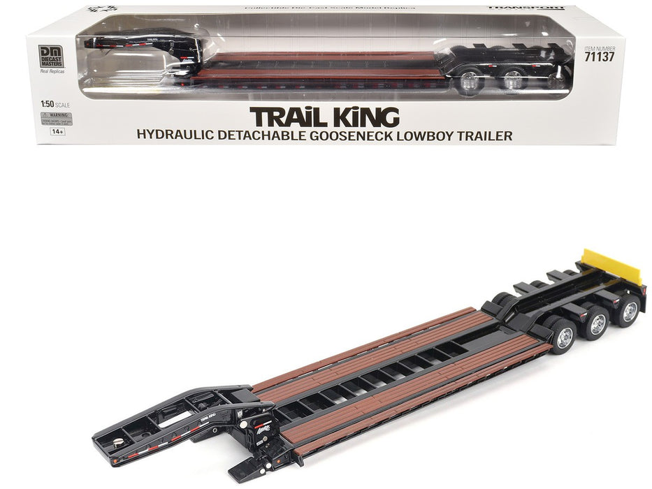 (Preorder) Trail King TK120 Hydraulic Detachable Gooseneck Lowboy Trailer in Black -  Diecast Master - 1/50 - 71137