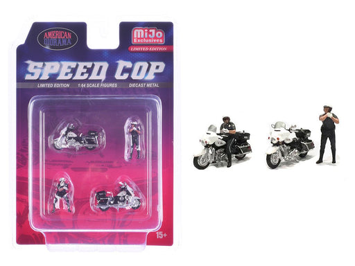Figures Speed Cop Police Motorcycles - 4 Piece metal set - American Diorama - 1/64 - AD-64530 Passion Diecast