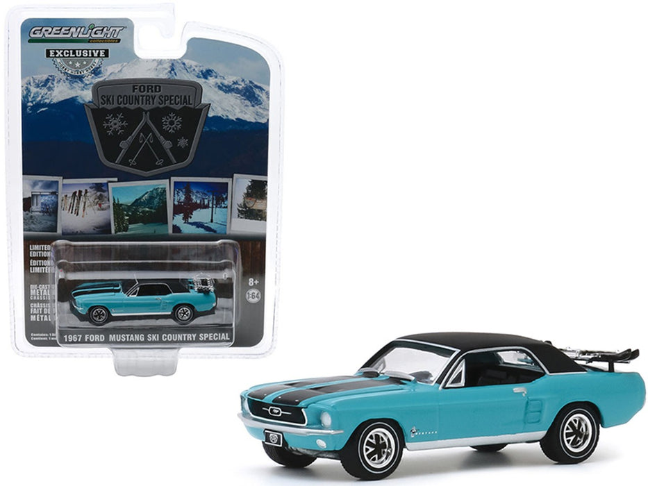 1967 Ford Mustang Coupe "Ski Country Special"  Turquoise - Greenlight 1/64 Hobby Exclusive - 30154  -  Passion Diecast 