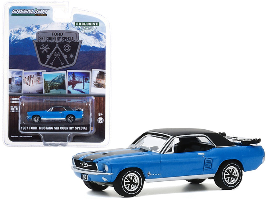 1967 Ford Mustang Coupe 'Ski Country Special' in Vail Blue - greenlight 1/64  Hobby Exclusive - 30171 -  Passion Diecast 